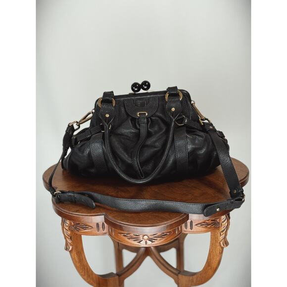 Lockheart Black Kiss Lock Retro Boho Style Handbag Shoulder Bag #0059 - Picture 1 of 5